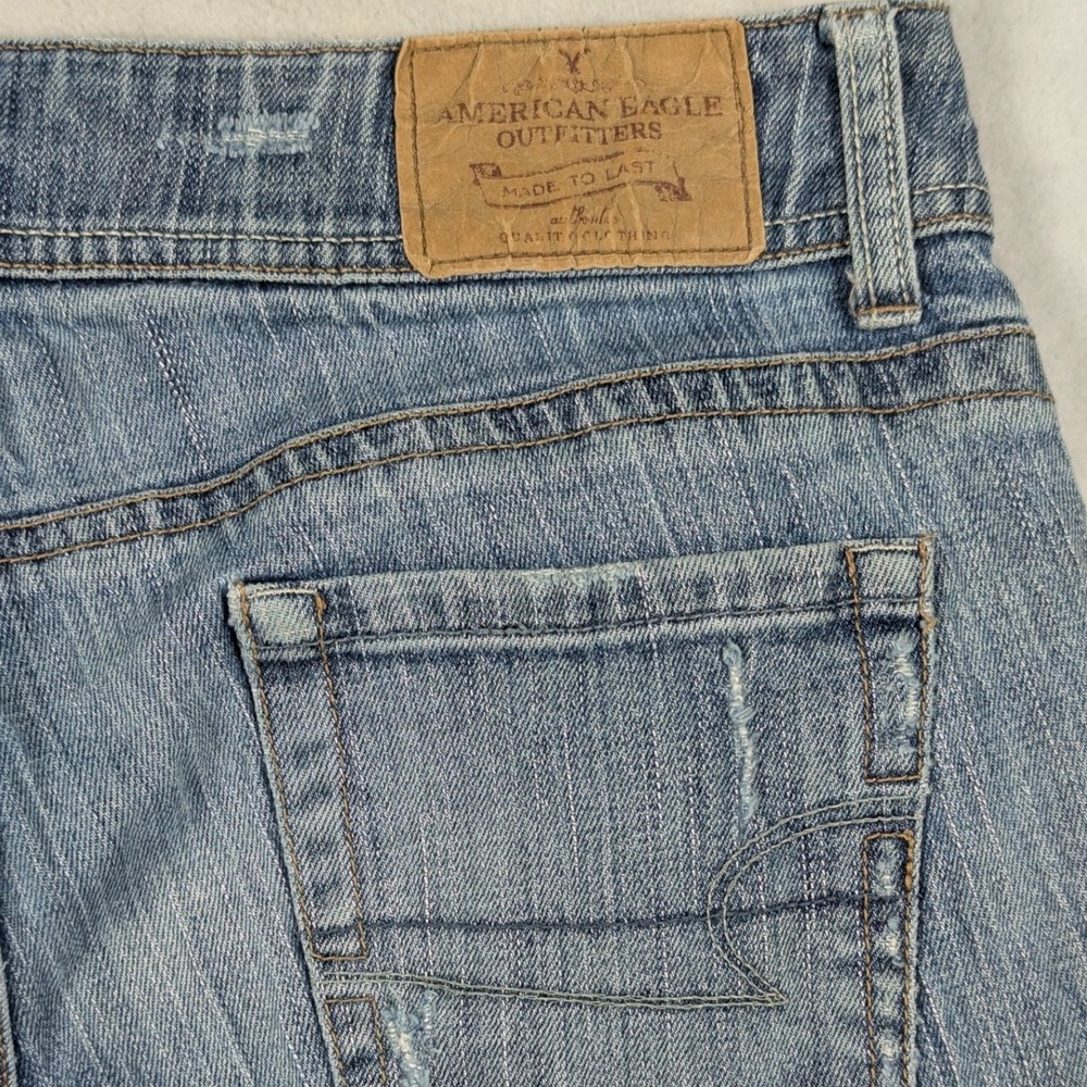 Y2K American Eagle Artist Bootcut Jeans Womens 8 Blue Distressed Low Rise‎ Denim